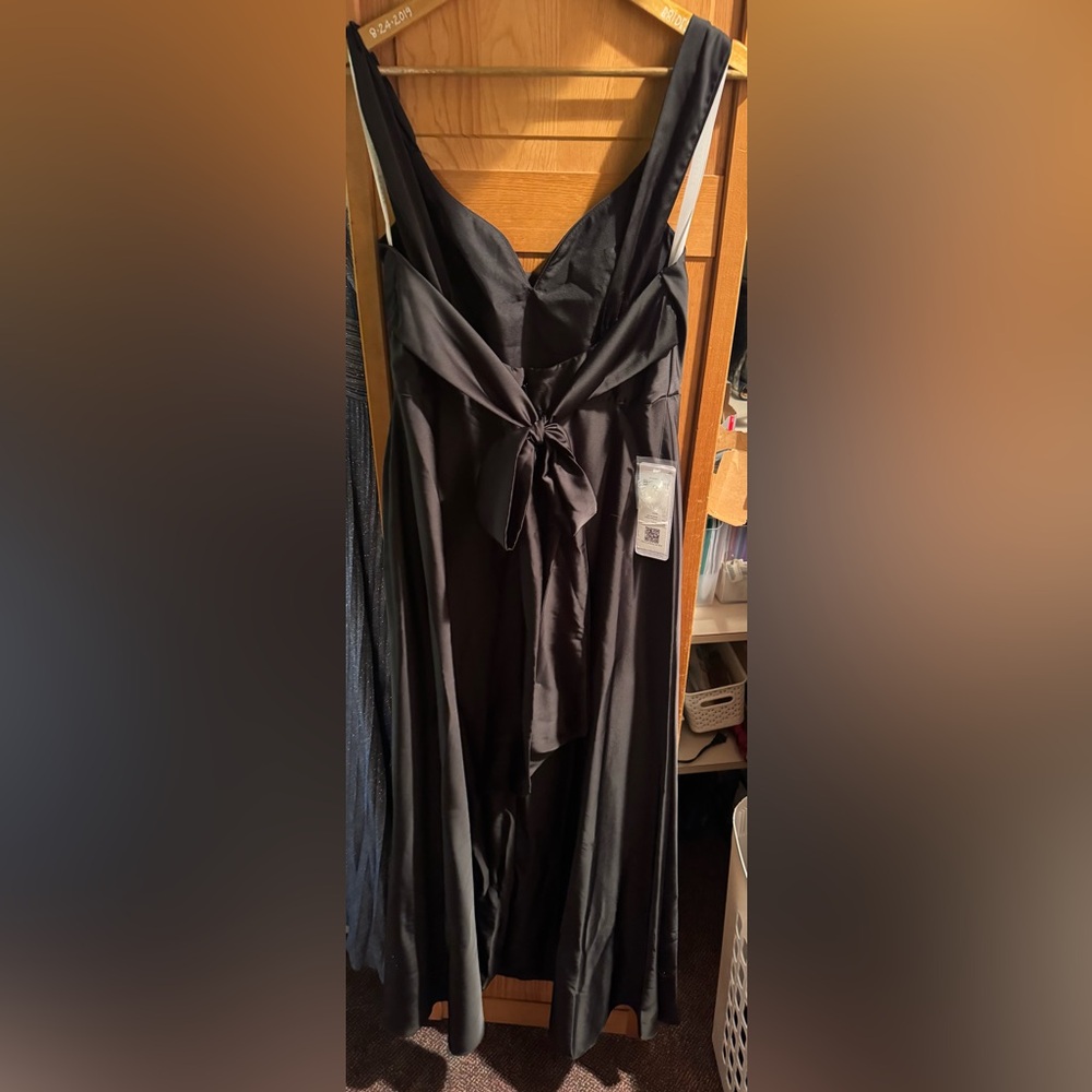 Azazie Black Satin Dress - Picture 6 of 10